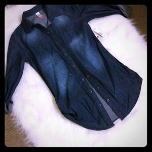 Long sleeve denim shirt-juniors